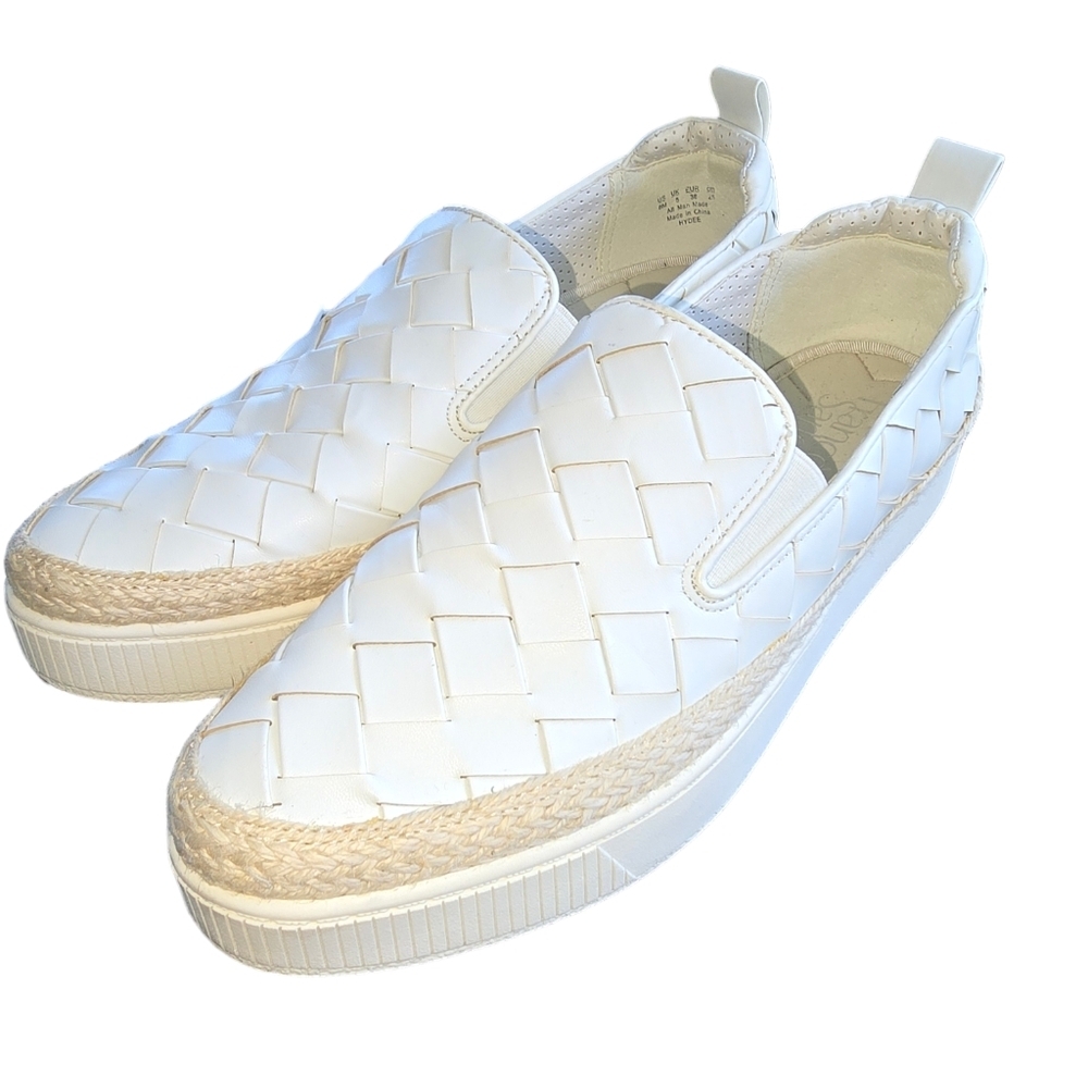 Franco Sarto White Woven Slip-On Sneakers​